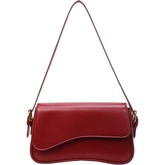 Shoulder Bag Vegan Leather with 2 Removable Strap Red - Picture 1 of 7